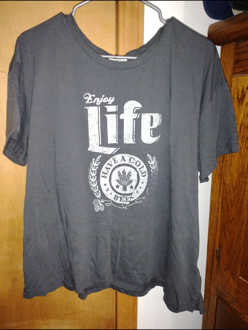 Maurices Charcoal Gray And Red 'Enjoy Life' Graphic Tee